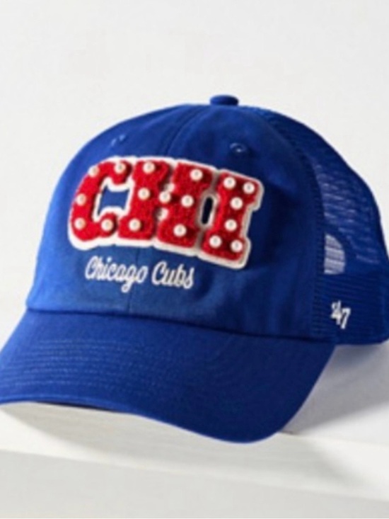 Anthropologie Accessories - Anthropologie Royal Blue Mesh Baseball Cap with Red Appliqué